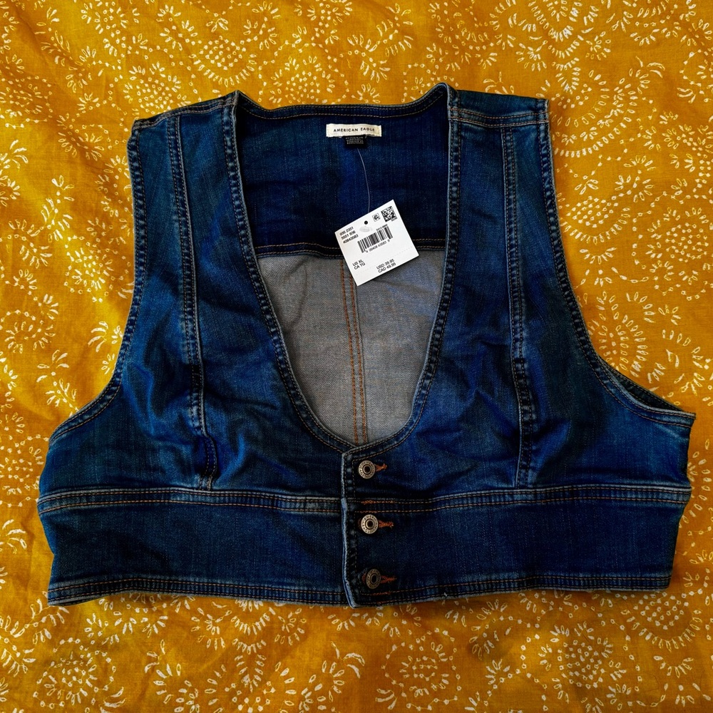 AE Denim Cropped Vest